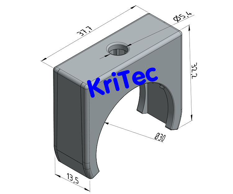 KriTec Klemmschelle D30, grau ähnlich RAL 7042
