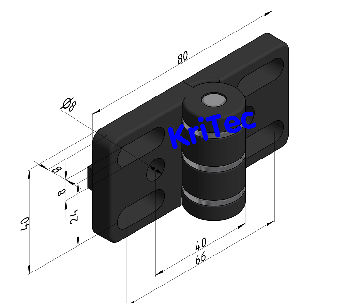 KriTec Scharnier 8 40 Zn, schwarz