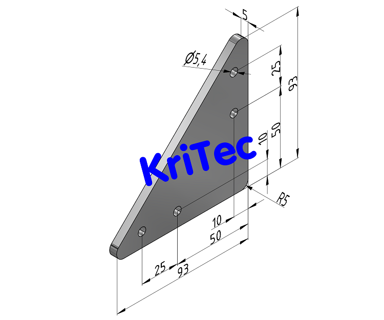 KriTec Knotenblech 6 Raster 20 Al 100x100x5