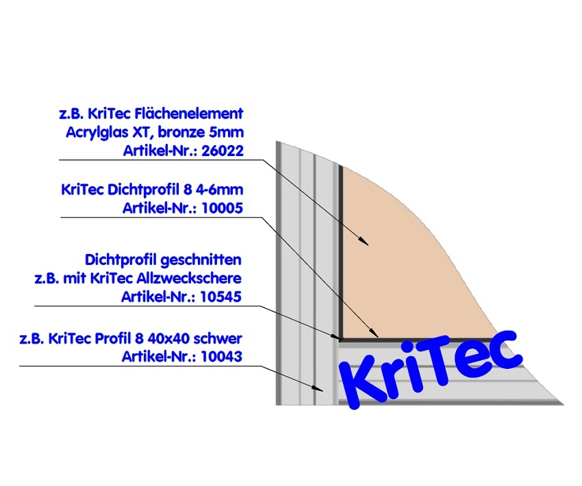 KriTec Dichtprofil 8 Raster 40, 4-6mm, Standard, schwarz