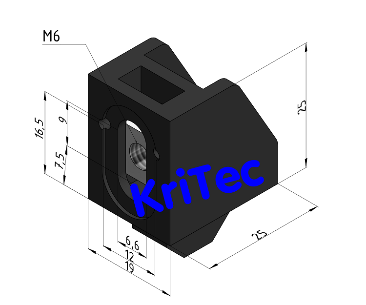 KriTec Befestigungsblock 8 PA 1-8 schwarz mit Unverlierbarkeitsscheibe