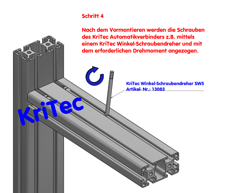 KriTec Automatik-Verbindungssatz 8 Raster 40, verzinkt mit Nutenstein mit Steg