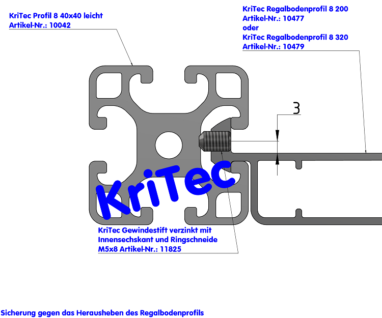 KriTec Gewindestifte ISO 4029 (DIN 916) verzinkt mit Innensechskant und Ringschneide