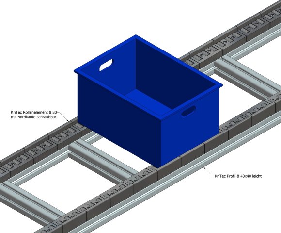 KriTec Rollenelement 8 80 mit Bordkante, anschraubbar
