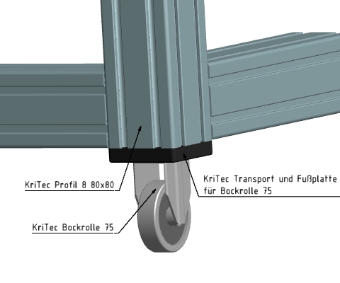 KriTec Bockrolle D75 schwarz - auch antistatisch