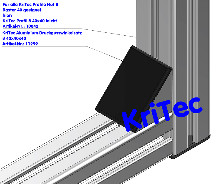 KriTec Aluminium-Druckgusswinkel 8 40x40x40