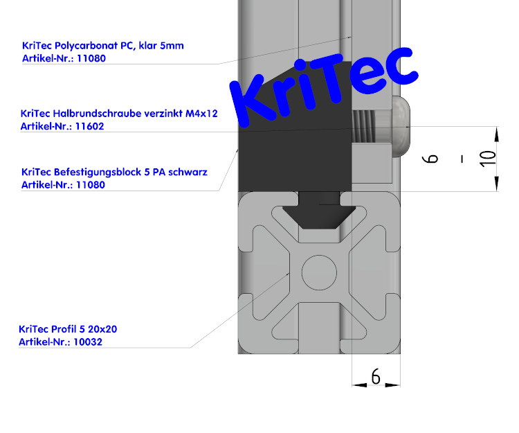 KriTec Befestigungsblock 5 PA schwarz
