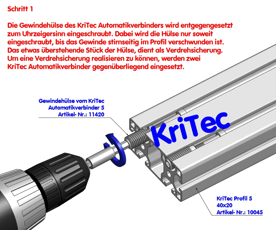 KriTec Automatik-Verbindungssatz 5 Stahl, verzinkt