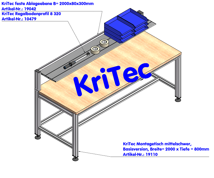 KriTec feste Ablageebene B= 2000x80x300mm