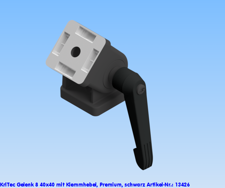 KriTec Gelenk 8 40x40 mit Klemmhebel, Premium, schwarz