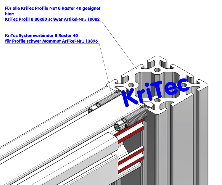 KriTec Systemverbinder 8 Raster 40 für Profile schwer Mammut