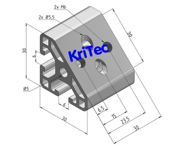 KriTec Winkelelemente 6 T1-30, natur eloxiert