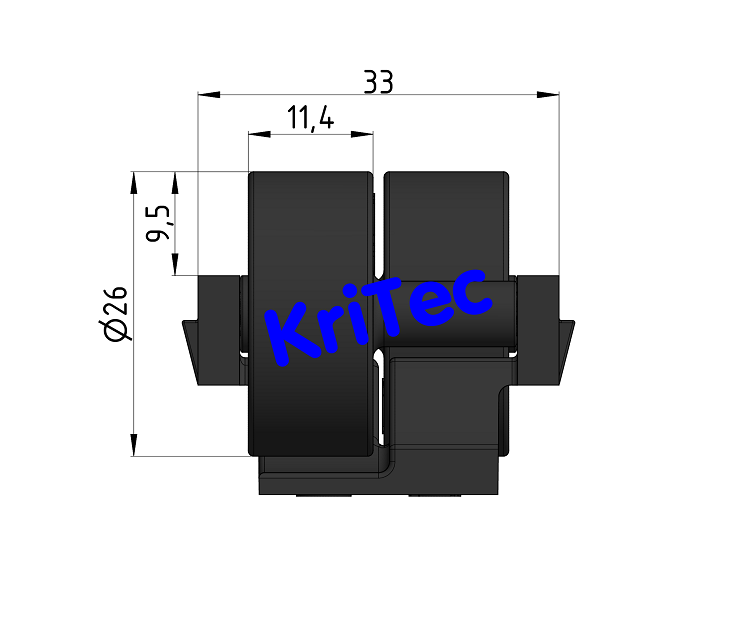 KriTec Rollenelement D28 mit Rolle H26, schwarz