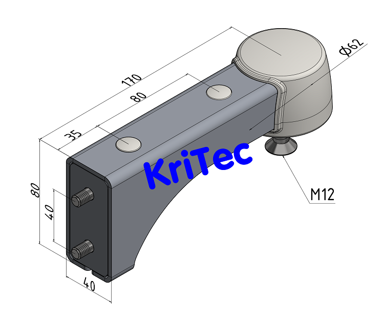 KriTec Rollenausleger 8 St 80x40 M12, weißaluminium ähnlich RAL 9006