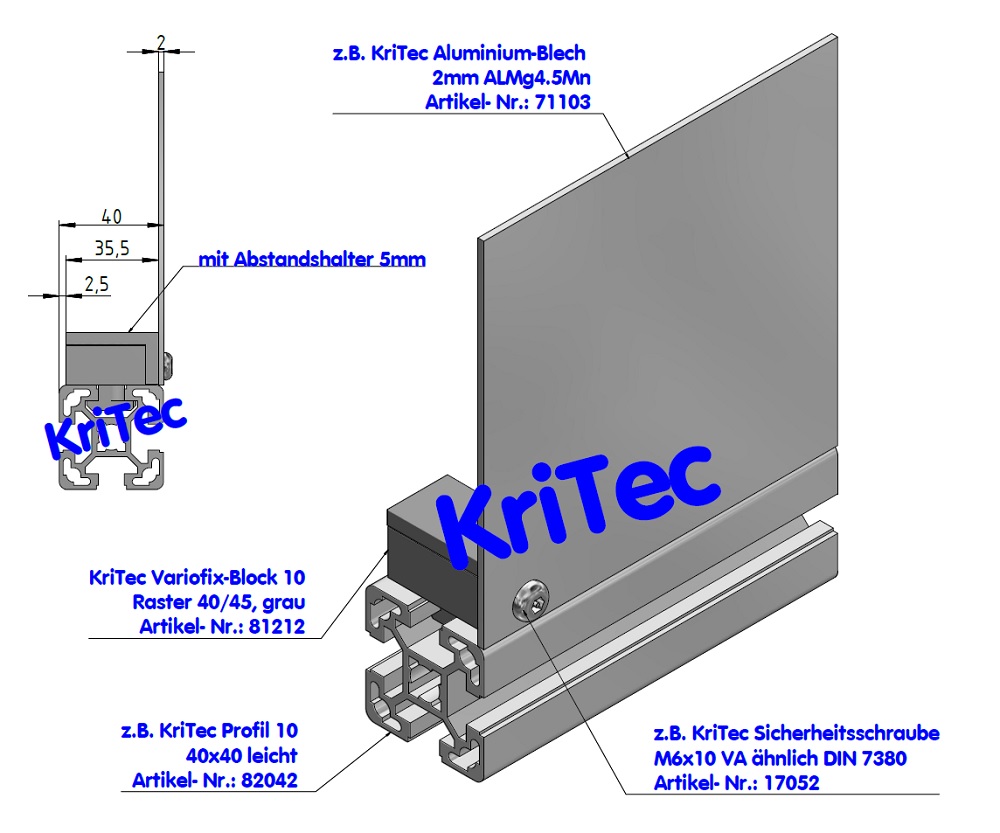 KriTec Aluminium-Bleche eloxiert und einseitig foliert