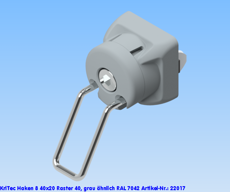 KriTec Haken 8 40x20 Raster 40, grau ähnlich RAL 7042