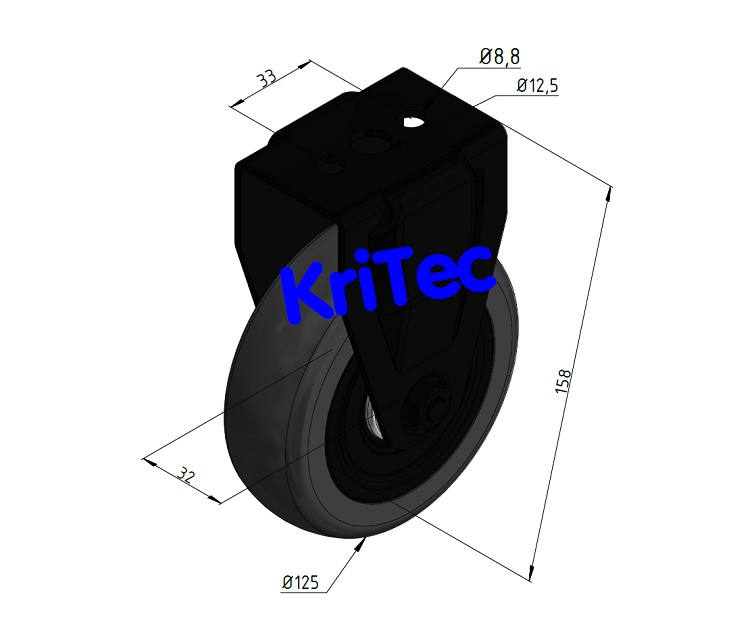 KriTec Bockrolle D125 schwarz - auch antistatisch