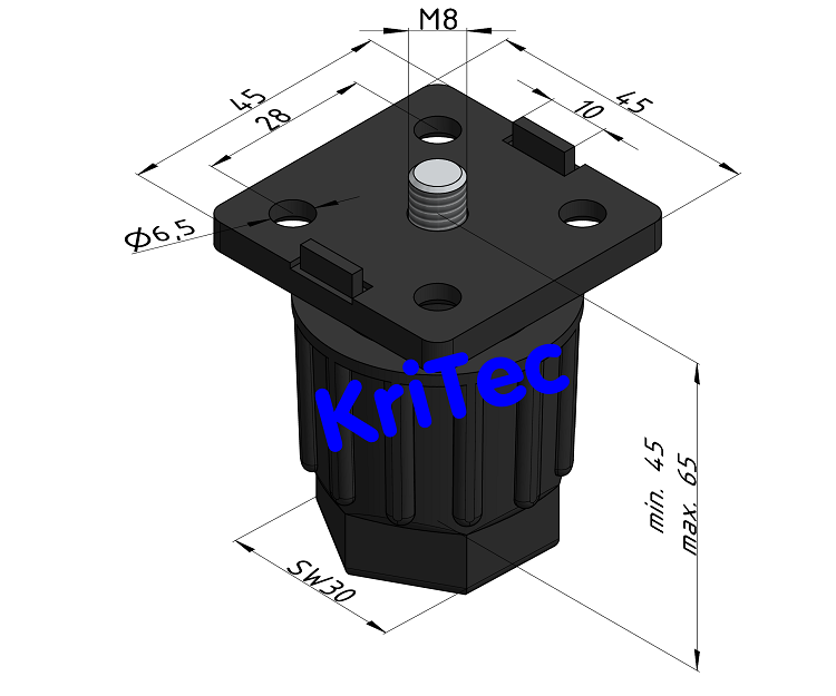 KriTec Stellfuß 10 Raster 45 PA "Hubschrauber"