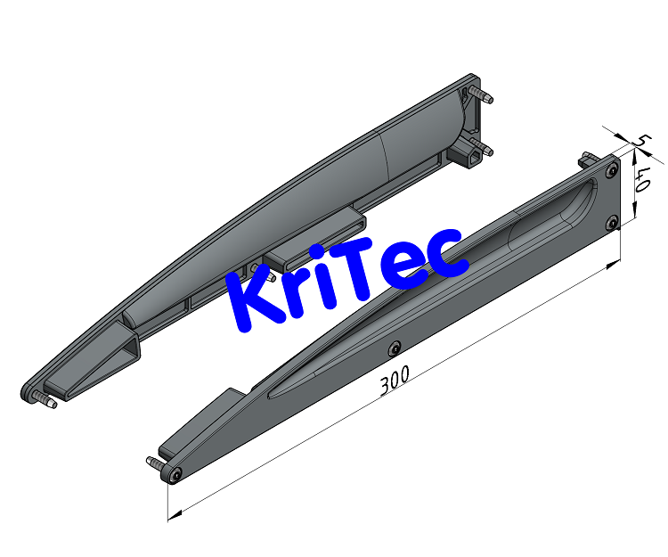 KriTec Abdeckkappensatz für Tastaturablageprofil 8/ Regalboden 300x40 Al