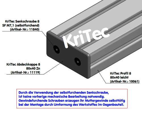 KriTec Senkschrauben 8 SF M7,1 selbstfurchend
