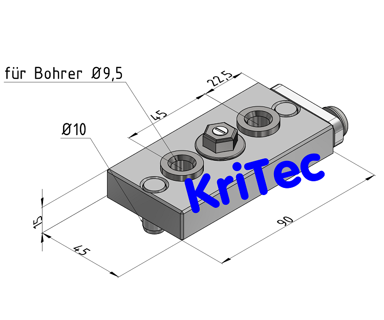 KriTec Bohrlehre 10 Raster 45 Ø9,5