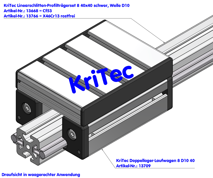 KriTec Doppellager-Laufwagen 8 D10 40