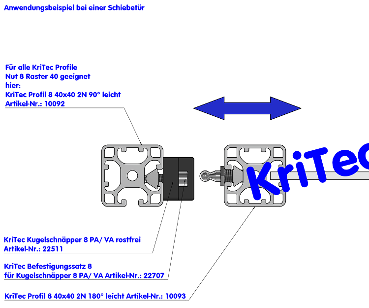 KriTec Profil 8 40x40 2N 180° leicht