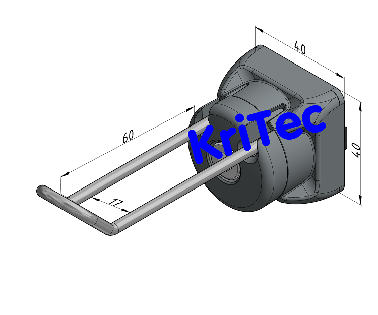 KriTec Haken 10 80x20 Raster 40/ 45/ 50/ 60, grau ähnl. RAL 7042