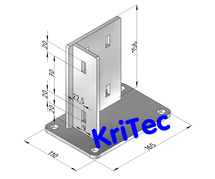 KriTec Fußkonsole 10 90x45 alufarbig pulverbeschichtet