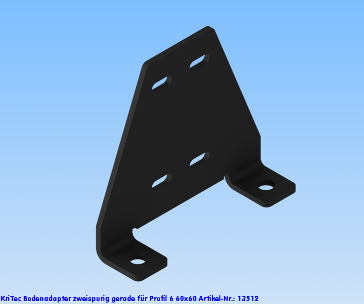 KriTec Bodenadapter zweispurig gerade für Profil 6 60x60, schwarz