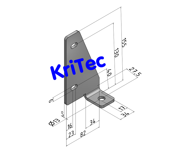 KriTec Bodenadapter rechtsbündig für Profil 10 45x45, verzinkt