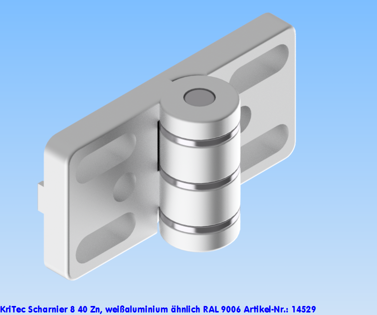 KriTec Scharnier 8 40 Zn, weißaluminium ähnlich RAL 9006