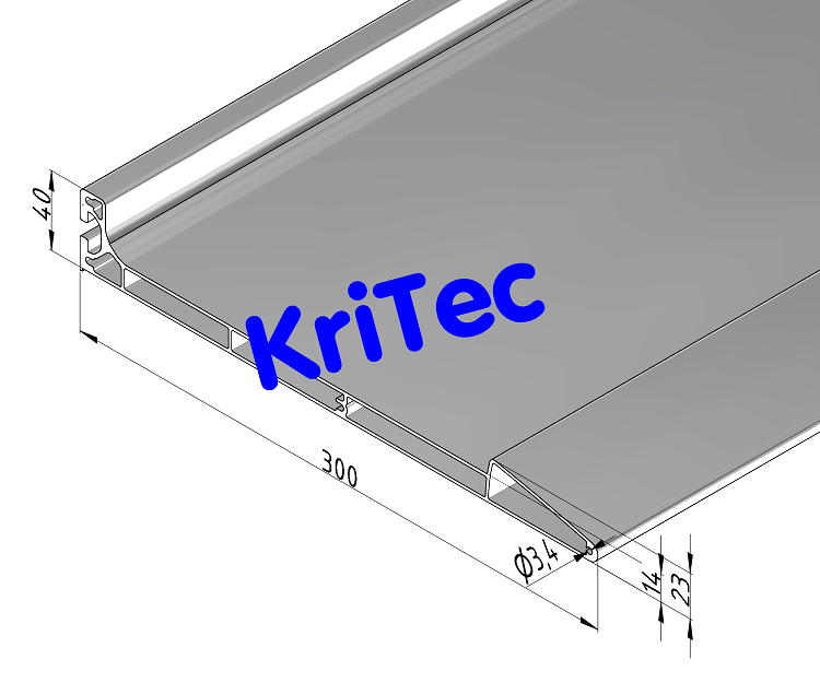 KriTec Tastaturablageprofil 8/ Regalboden 300x40 Al