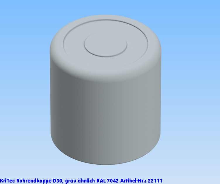 KriTec Rohrendkappe D30, grau ähnlich RAL 7042