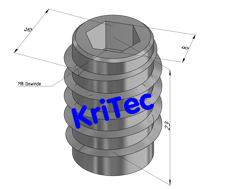 KriTec Verbundmuffe D16x23 M8 mit Innensechskant