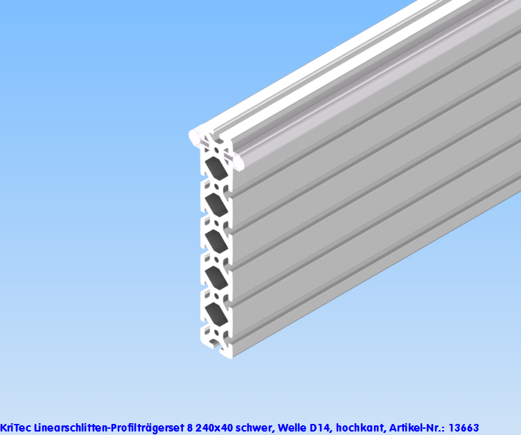 KriTec Linearschlitten-Profilträgerset 8 240x40 schwer, Welle D14, hochkant