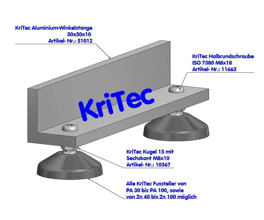 KriTec Kugelkopf 15 mit Sechskant M8x10