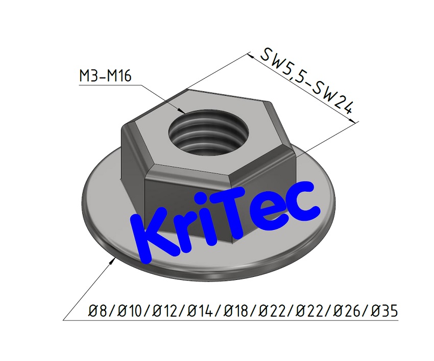 KriTec Flanschmuttern verzinkt DIN 6923