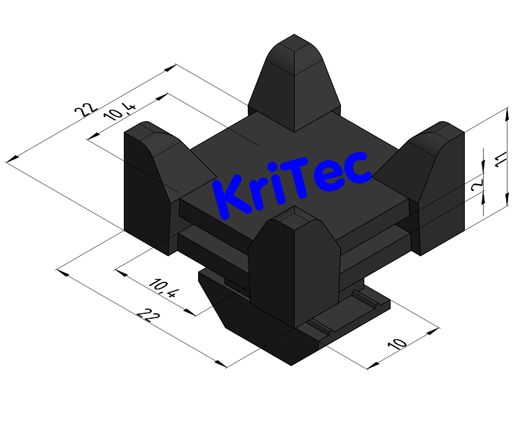 KriTec Kreuzkabelbinderblock 10 Raster 40 und 45, schwarz