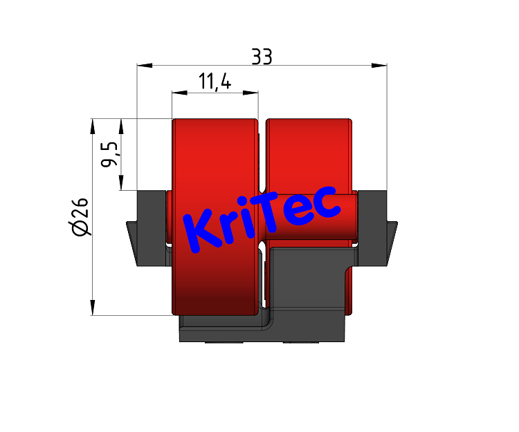 KriTec Rollenelement D28 mit Rolle H26 rot ähnl. RAL 3020