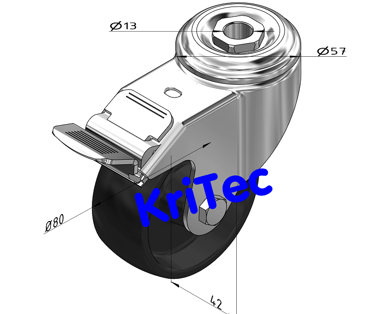 KriTec Lenkrolle D80 PA mit Doppelfeststeller