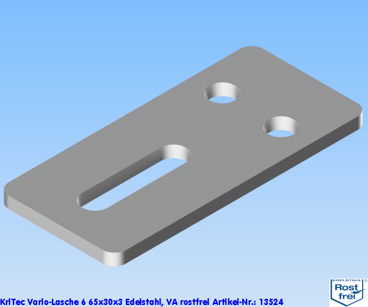 KriTec Vario-Lasche 6 65x30x3 Edelstahl, VA rostfrei