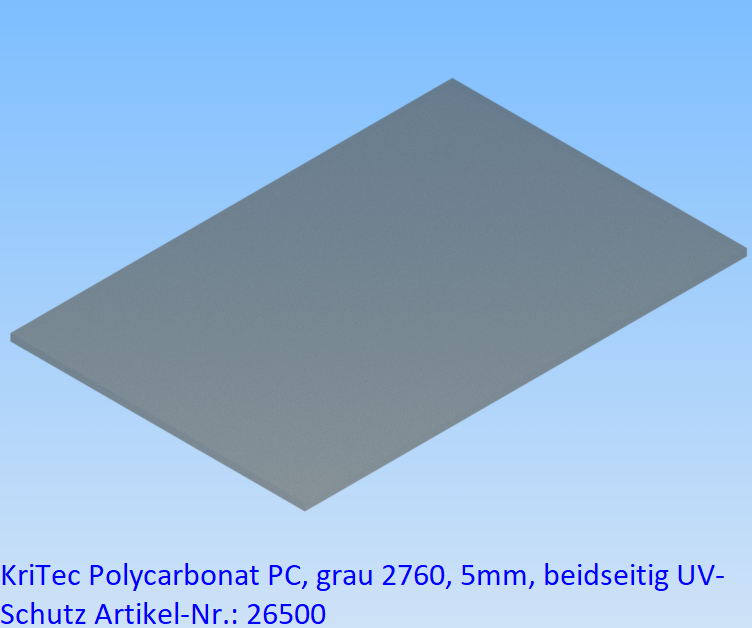 KriTec Polycarbonat PC, grau, beidseitig UV-Schutz