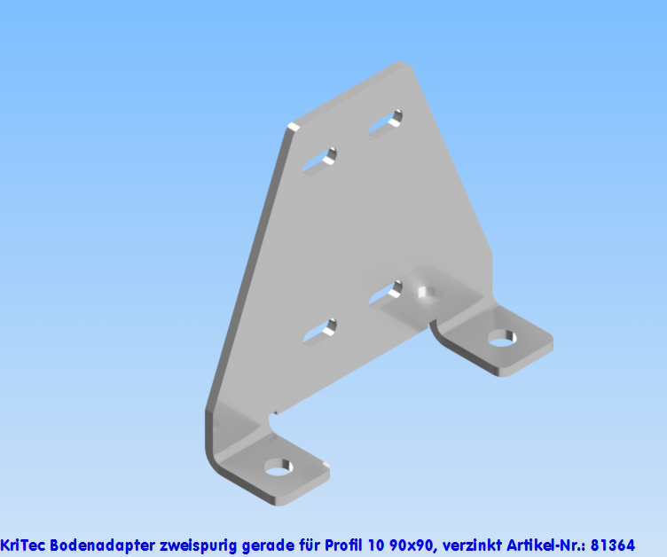 KriTec Bodenadapter zweispurig gerade für Profil 10 90x90, verzinkt