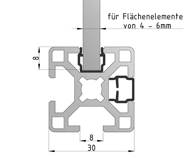 KriTec Einfassprofil 8 Raster 30 PP+TPE schwarz
