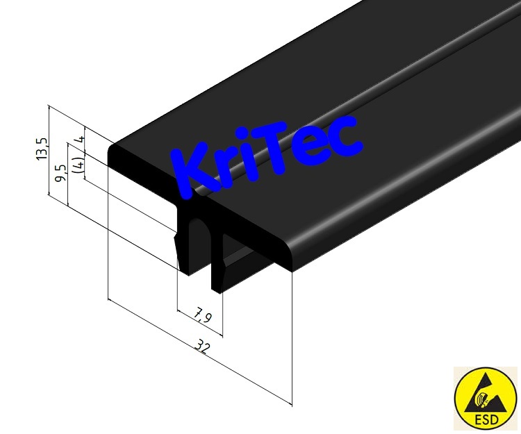 KriTec Gleitleiste 8 schwarz, ESD