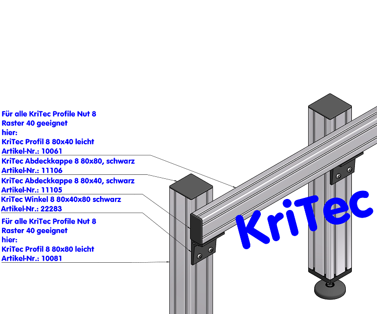 KriTec Winkel 8 80x40x80 schwarz
