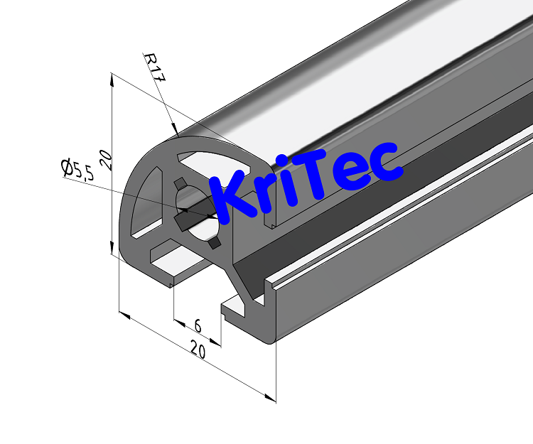 KriTec Profil 6 Raster 20 R20-90°