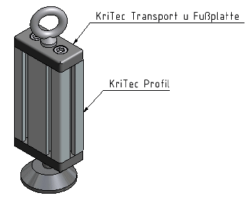 KriTec Transport- und Fußplatte 8 Zn 80x40x15 M12