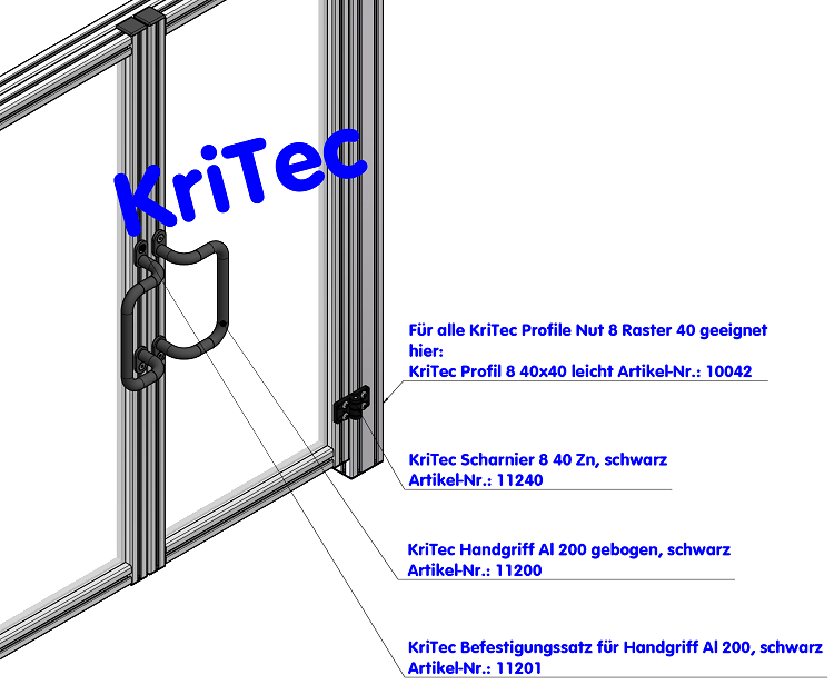 KriTec Scharnier 8 40 Zn, schwarz